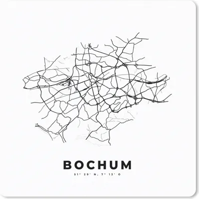 Produktbild von MuchoWow® Mauspad Mousepad Deutschland - Bochum - Stadtplan - Karte - Schwarz-Weiß - Karte 20x20 cm - Mousepads - Maus Mat - Pad - Mausunterlage - Desk Mat - Bureauartikeln