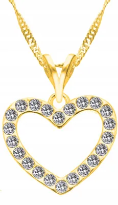 Image de Chaîne en or avec zircone en forme de cœur, argent 925