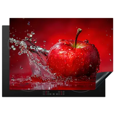 Produktbild von KitchenYeah© Herdabdeckplatte Apfel - Spritzer - Wasser - Rot , 75x52cm, Küche Deko, Glaskeramikkochfeld Herdabdeckung, Abdeckplatte fùr Kochfeld