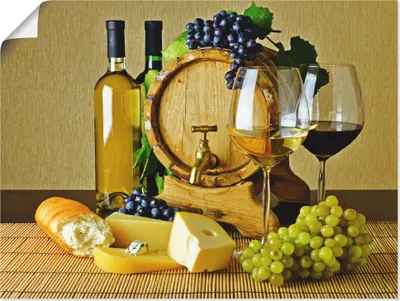 Produktbild von ARTland Poster Käse, Wein und Trauben Größe: 60x45 cm