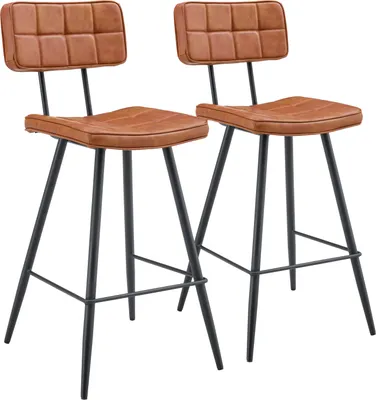 Image de Lot de 2 tabourets de bar en simili cognac FERNAND