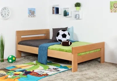 Produktbild von Kinderbett 120 x 200 cm | Massivholz: Buche | Natur Lackiert