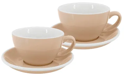 Produktbild von 2er Set - Latte Tasse und Untertasse Roma, 250 ml, elfenbein