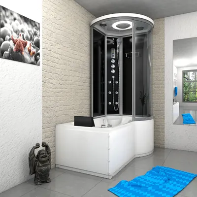 Produktbild von Kombination Whirlpool Dusche K55-L33-WP-EC Duschkabine Wanne 170x100
