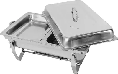 Image de Kit chafing-dish, construction en acier inoxydable, bol de nourriture 12 x 9 x 4 pouces, bol d'eau 12 x 9 x 2 pouces, y compris le support pliable, deux récipients de combustible