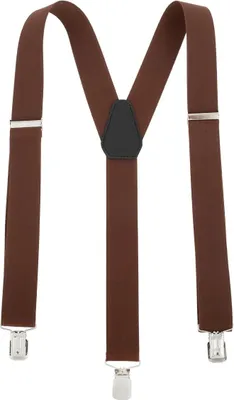 Produktbild von 3,5 cm Stabile Braun Y-Hosenträger mit Lederdetails