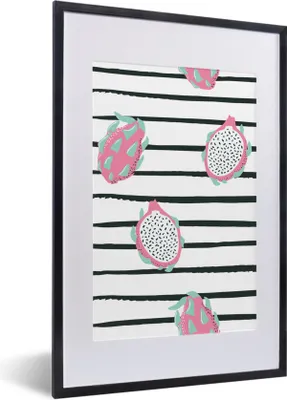 Produktbild von MuchoWow® Gerahmtes Poster Sommer - Obst - Rosa 40x60 cm - Poster mit Schwarzem Bilderrahmen Wandposter Rahmen Foto Bilder - Poster in Rahmen
