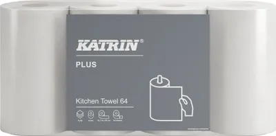 Produktbild von Reinigungstücher Küchenrolle KATRIN 3-lagig, 0999_36 weiß 4 Rollen je 51 Blatt 25X26CM