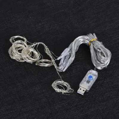 Zdjęcie produktu dla 3x1m 100LED USB Remote Control Copper Wire Light 8 Modes for Party Wedding Curtain Lamp Decorationpure White