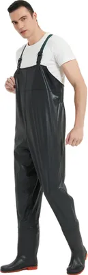 Zdjęcie produktu dla Buty do brodzenia, spodnie wędkarskie, z szelkami, wodoodporne i oddychające, buty do brodzenia w wodzie, materiał PVC, rozmiar: 42