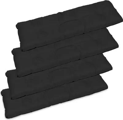 Produktbild von 4er Set Sitzkissen Bankkissen Bankauflage für Gartenbank - 120x38 cm - Outdoor und Indoor - Schwarz