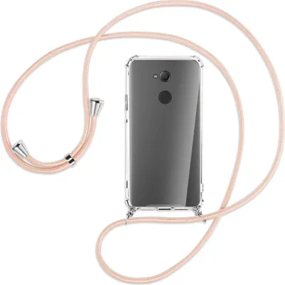 Produktbild von Handykette Backcover-Schutzhülle mit Band (Metall silberfarben) für Sony Xperia XA2 Ultra - rose peach