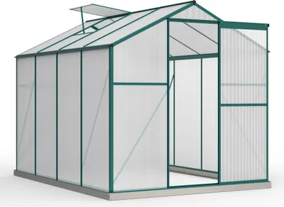 Obrázek produktu pro Hliníková skleník - 190 x 253 cm - Dvojitá stěna z polykarbonátu (4 mm) - Zelená barva