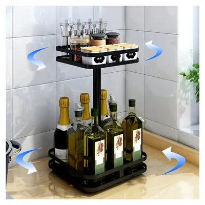 Produktbild von Drehbares Gewürzregal mit 2 Etagen in Schwarz für die Küche