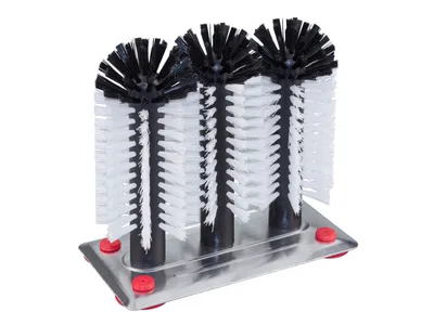 Produktbild von BÜMAG eG Profi Gläserspülbürste mit 3 Säulen (18/18/18 cm) - mit großer Aluminium-Saugplatte - Gläserbürste - Spülbürste für Gläser