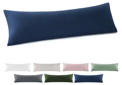 Produktbild von Kissenbezug für Seitenschläfer, 40 x 145 cm, 2er-Set – 100 % Baumwolle, mit Reißverschluss, weich, atmungsaktiv und strapazierfähig, -, blau