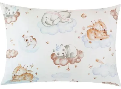 Image de Taie d'oreiller en coton - 40x60 cm - Blanc, Beige, Bleu