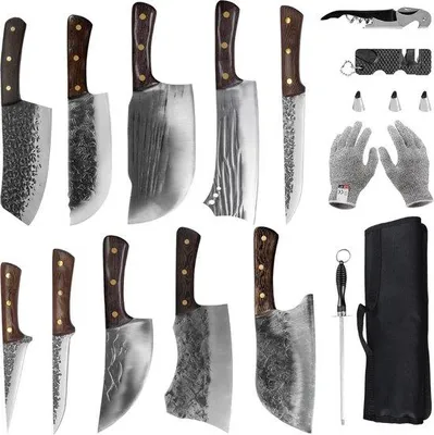 Produktbild von Kochstahl-Messenset, 16-teilig, für Camping und Grillen
