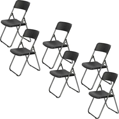 Produktbild von Klappstuhl Set 6 Stück Balkon Gartenstuhl Rattan-Optik Wasserdicht bis 200 KG