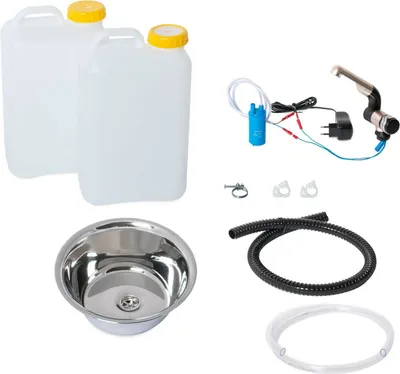 Produktbild von 230V Küchenblock Bausatz Spüle 32cm (320mm) Barwig Chrom  19Liter Bulli Vito T6