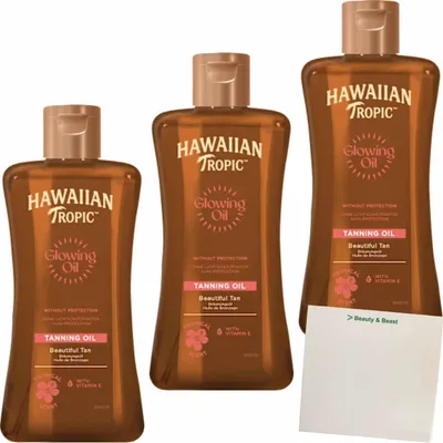 Produktbild von HAWAIIAN Tropic Tropical Tanning Oil Bräunungsöl LSF 0 3er Pack (3x200ml Flasche) + usy Block