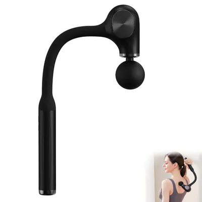 Produktbild von Massagepistolen mit gebogenem Griff, Massage Gun,10-mm-Perkussion, 4 austauschbare Köpfe, stoßarmes Design für Rücken, Nacken, Füße, Beine, Schultern