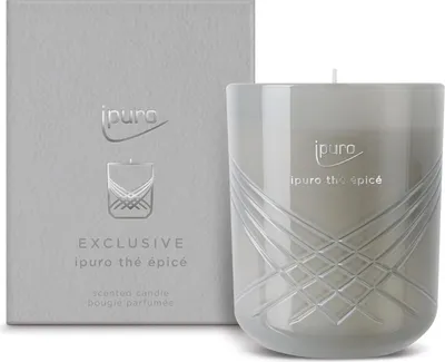 Zdjęcie produktu dla ipuro Ekskluzywna Elegancka Świeca Zapachowa - THÉ EPICÉ ze zwiększoną zawartością olejku zapachowego | Wysokiej jakości świeca zapachowa w słoiku | Świeca o zapachu matchy, cytryny i jaśminu | Świeca zapachowa do pokoju w kolorze szarym 270g