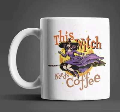 Produktbild von Halloween Witch needs Coffee Kaffeetasse Teetasse Geschenkidee