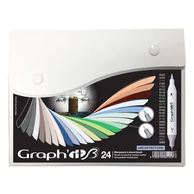 Obrázek produktu pro Lihové fixy GRAPH'IT oboustranné Brush & Chisel, 24ks Architecture