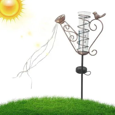 Produktbild von Famanu Regenmesser Set 5 Stück - Mit LED-Lampen für Garten, Terrasse und Rasen