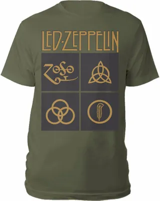 Produktbild von Led Zeppelin Gold Symbols in Black Square Green S T-Shirt