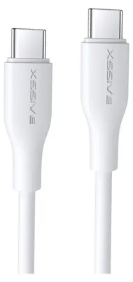 Immagine prodotto di Xssive 65W Cavo dati da USB-C a USB-C da 1 metro Cavo di ricarica rapida da 2,4A Cavo di ricarica e sincronizzazione bianco