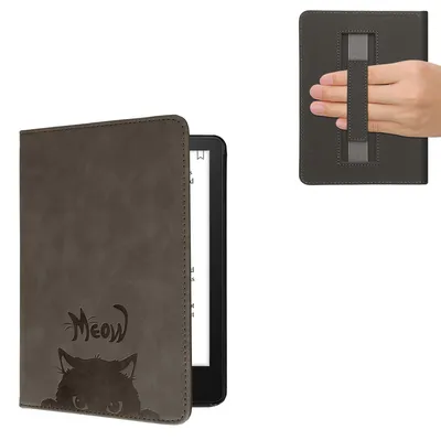 Produktbild von kwmobile Klapphülle kompatibel mit Amazon Kindle Paperwhite 11. Generation 2021 - Hülle aus Kunstleder für eReader - mit Handschlaufe - Katze Meow