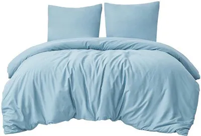 Produktbild von Unyqoos® Mikrofaser-Bettwäsche-Set Hellblau – 200 x 200 cm Bettbezug + 2 Kissenbezüge 80 x 80 cm, mit Reißverschluss & Eckbändchen