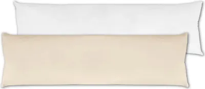 Produktbild von Seitenschläfer Kissenhülle Beige ca. 40x140 cm – Mikrofaser Bezug inkl. Füllkissen, waschbar, für Körperkissen, Füllkissen und Seitenschläferkissen