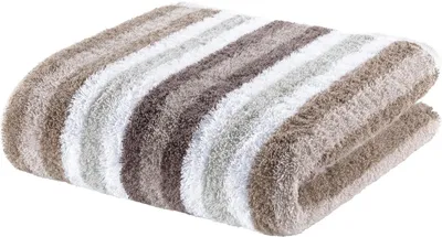 Produktbild von Duschtuch - 70 x 140 cm - Walnussbraun - Weiß - Grau - Baumwolle - Streifen