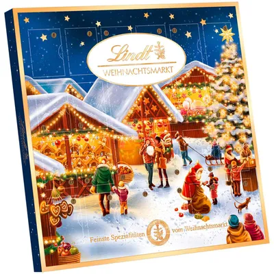 Produktbild von Lindt Mini-Tisch-Adventskalender "Weihnachtsmarkt" 115g