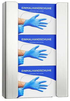 Handschuhhalter Edelstahl, 3 Boxen, Wandmontage