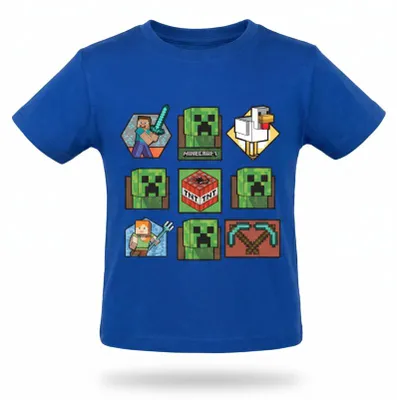 Produktbild von Minecraft Gamer Creeper Kinder T-Shirt Kurzarm Shirt Baumwolle - 146, Blau
