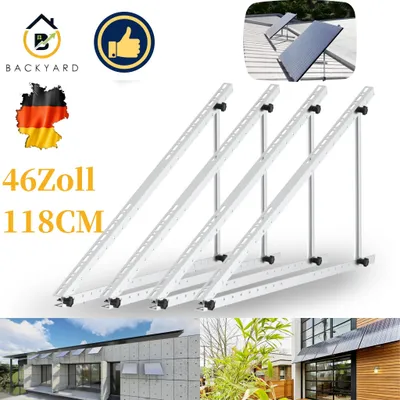 Immagine prodotto di Staffa per centrale elettrica da balcone 46" staffa per pannello solare montaggio su tetto piano set elevazione 0°-90° staffe fotovoltaiche per balcone casa mobile 2 coppie