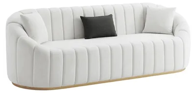 Produktbild von Weißes 3-Sitzer Stoffsofa Moderne Wohnzimmer Textilcouch 3-er