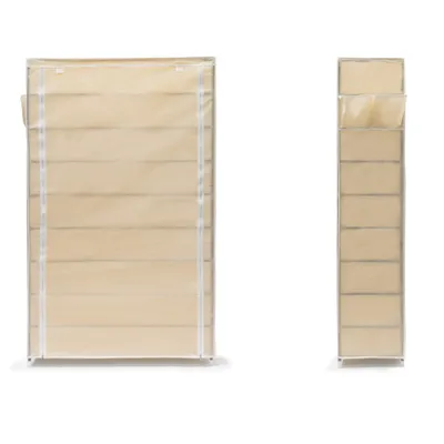 Obrázok produktu pre 2 x botník VALENTIN, vysoký botník s látkovým poťahom, 9 políc, látkový botník, rozmery 161 x 88 x 30 cm, béžový