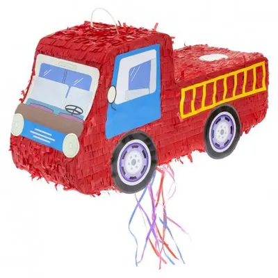 Produktbild von Pinata Feuerwehrauto für Kindergeburtstag und Mottoparty, ungefüllt, 47 x 17 x 25,5 cm