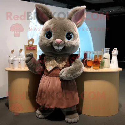 Immagine prodotto di Personaggio del costume della mascotte REDBROKOLY del cincillà marrone vestito con un abito da cocktail e portamonete