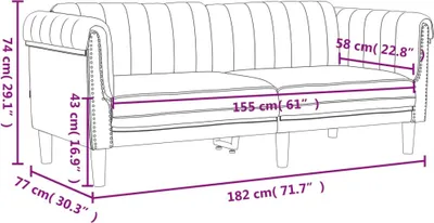 Zdjęcie produktu dla VidaXL 372576, Szary, 2 siedz., Pianka, Poliester, Poli drewno, Drewno, 1820 mm, 770 mm