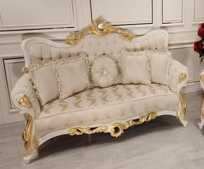 Produktbild von Dreisitzer Sofa 3 Sitzer Barock Rokoko Sofa Sofas Couch Stoff Stil Barock Sitz