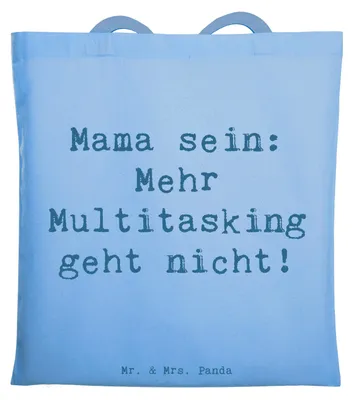 Produktbild von Mr. & Mrs. Panda Einkaufstasche Spruch Mama Multitasking - Sky Blue - Geschenk, Kinderbetreuung, Mutterschaft, Weihnachten, Beutel, Alltagsheldin, Lächeln, Jutebeutel
