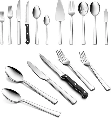 Immagine prodotto di Elegante servizio di posate in acciaio inossidabile da 41 pezzi, per 6 persone, finitura lucida, per ristoranti e hotel, lavabile in lavastoviglie