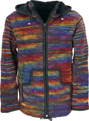 Produktbild von Kuschelige Gefütterte Uni Strickjacke, Mellierte Wolljacke Nepal Jacke - Modell 13, Damen, Mehrfarbig, Wolle, Größe: XL