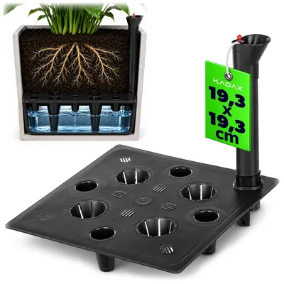 Produktbild von KADAX Pflanzkübel Bewässerungssystem 19 x 17 cm, Bewässerungseinsatz Quadratisch Kunststoffeinsatz mit Wasserstandsanzeige, Selbstbewässerungssystem für Blumentöpfe, Wasserspeicher, KI-generiertes Bild
